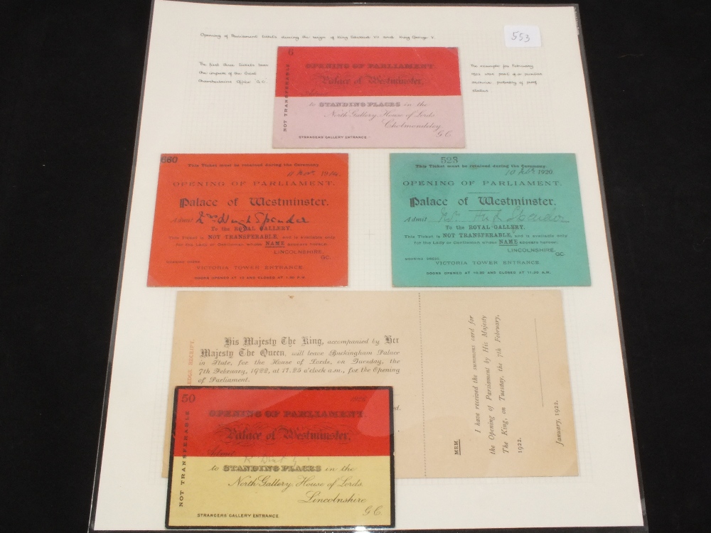 Five tickets of opening of Parliament Edward VII and George V, - Image 3 of 3