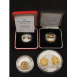 Two Silver proof Piedfort £2 coins 1994 and Rugby World Cup 1999 hologram,