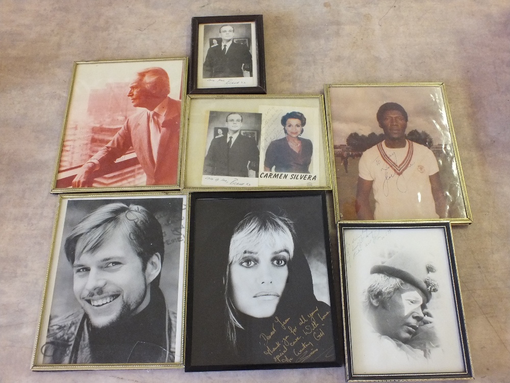 Signed and inscribed photos of Douglas Fairbanks Jnr, Susan George, Ron Lacey, Joel Garner,