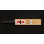A miniature cricket bat signed by Tom Graveney and Jonathan Agnew