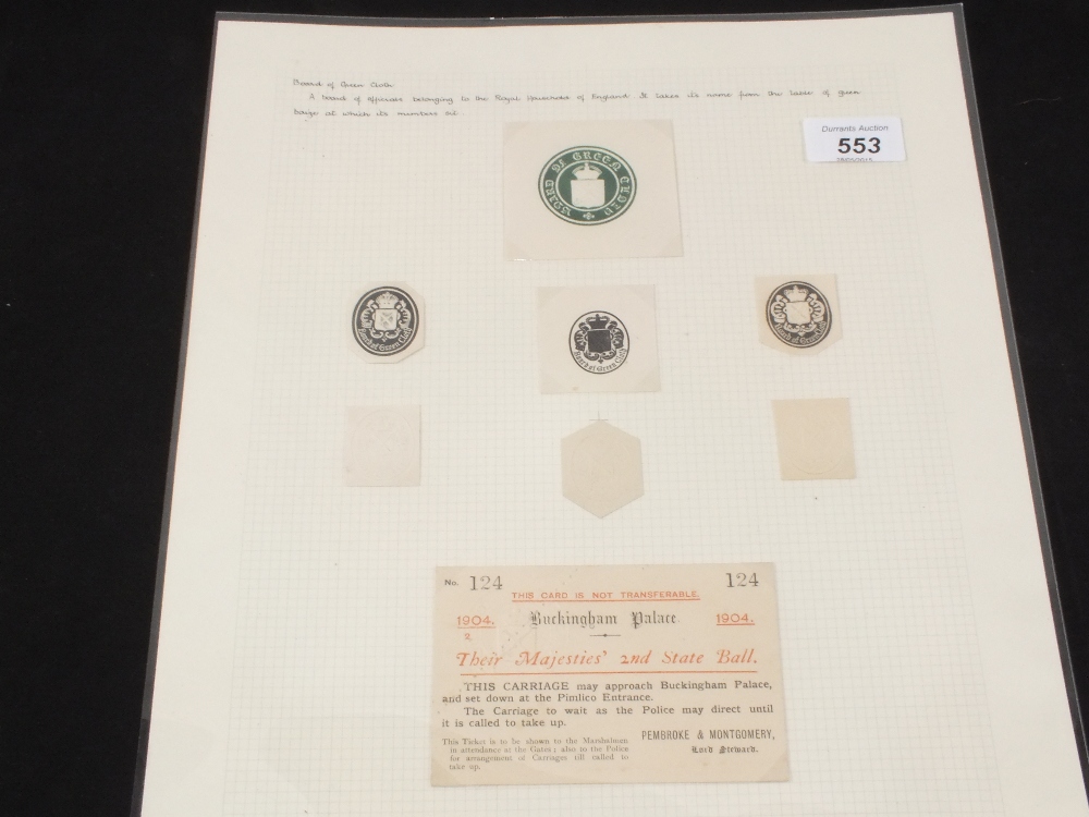 Five tickets of opening of Parliament Edward VII and George V,