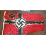 German (PATTERN) Kreigsmarine Naval flag, good size with various markings on lanyard,