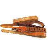 Two leather cartridge belts,