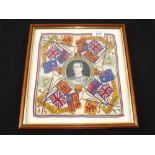 A framed 1937 Coronation silk handkerchief