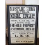 An 1896 auction poster and sales conditions for Mustard Hern,