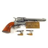 A replica Colt revolver with Brass name plaque and "dummy rounds" mounting brackets