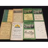 Norwich City football handbooks 1928/9 32/3 33/4 35/6 39/40 48/49 50/51 and programmes 14/2/59