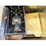 A Corrida 156 plate camera and glass slides including two boxes of colour magic lantern slides