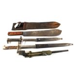 WWII machete with two Swedish bayonets and No.