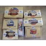 Seven boxed Corgi models, AEC bus 97062, Burlingham Seagull 97170, Leyland Tiger 97210,