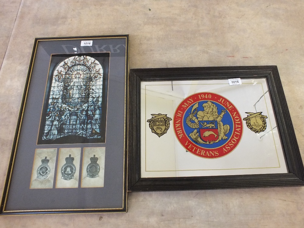 A Dunkirk veterans mirror and print of stained glass in the RAF church,