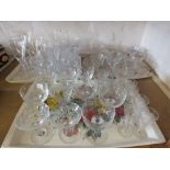 Various cut and other wine glasses,
