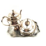 A large Silver plated coffee pot and an entree dish