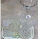 A heavy cut glass vase,