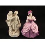 Royal Doulton figurine of Lady Pamela HN2718 and a Parian figure group