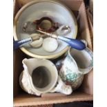 An Adams Jasperware salad bowl and servers,