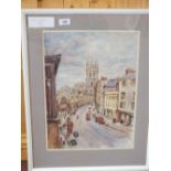 Watercolour, "Bath High Street", indistinct signature, 1953,