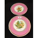 A pair of 19th Century pink ground floral plates