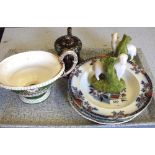 A porcelain bowl with heads of Napoleon and Josephine (handle repairs) and other china