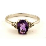 A 9ct Gold White Gold African Amethyst ring,