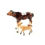 A Beswick Doe and a china Horse