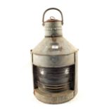A galvanised ship's starboard lamp