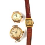 Two 9ct Gold and one 18ct Gold lady's wristwatches