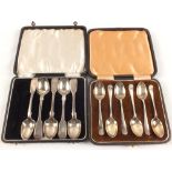 Two cased set of six and five Silver teaspoons