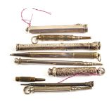 Two Silver plated Sampson Mordan propelling pencils and various others