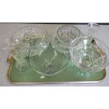 Six cut glass bowls and two vases