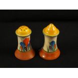 Clarice Cliff Crocus pattern salt and pepper