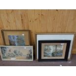 Five various country scene watercolours