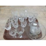 Various cut drinking glasses etc (two trays)
