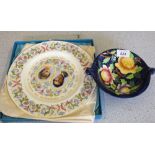 A Maling floral two handled bowl and a Coalport Charles and Diana plate