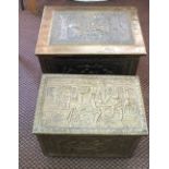 Two embossed Brass log bins