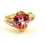 A 9ct Gold pink Swarovski Zirconia ring,