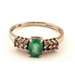 A 9ct White Gold Scoto Emerald ring,