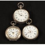 Three lady's Silver pocket watches