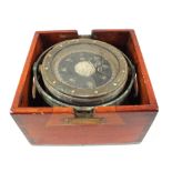 A Brass ships compass in Mahogany case, marked Patt 195A, No.