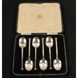 A cased set of six Mappin & Webb Silver coffee spoons,