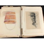 Two folders of 19th Century and other watercolours,