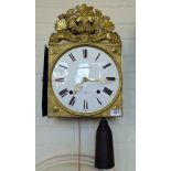 A French comptoise wall clock with 9 1/2" enamelled dial with Roman numerals and inscribed