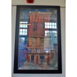 Jenny Wheatley signed mixed media on paper, "The Japanese House, Barcelona",