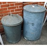 Two galvanised dustbins