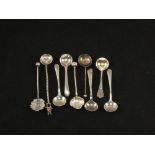 Nine various Silver salt spoons