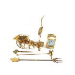 A French Brass carriage clock and other Brassware