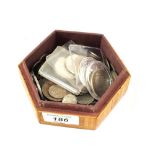 A box of assorted old coins including Silver Dollars etc