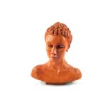 A terracotta female bust, signed Hannah,