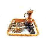 A 19th Century Copper lidded jug, drawing set,