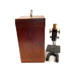 A Mahogany cased microscope by C.